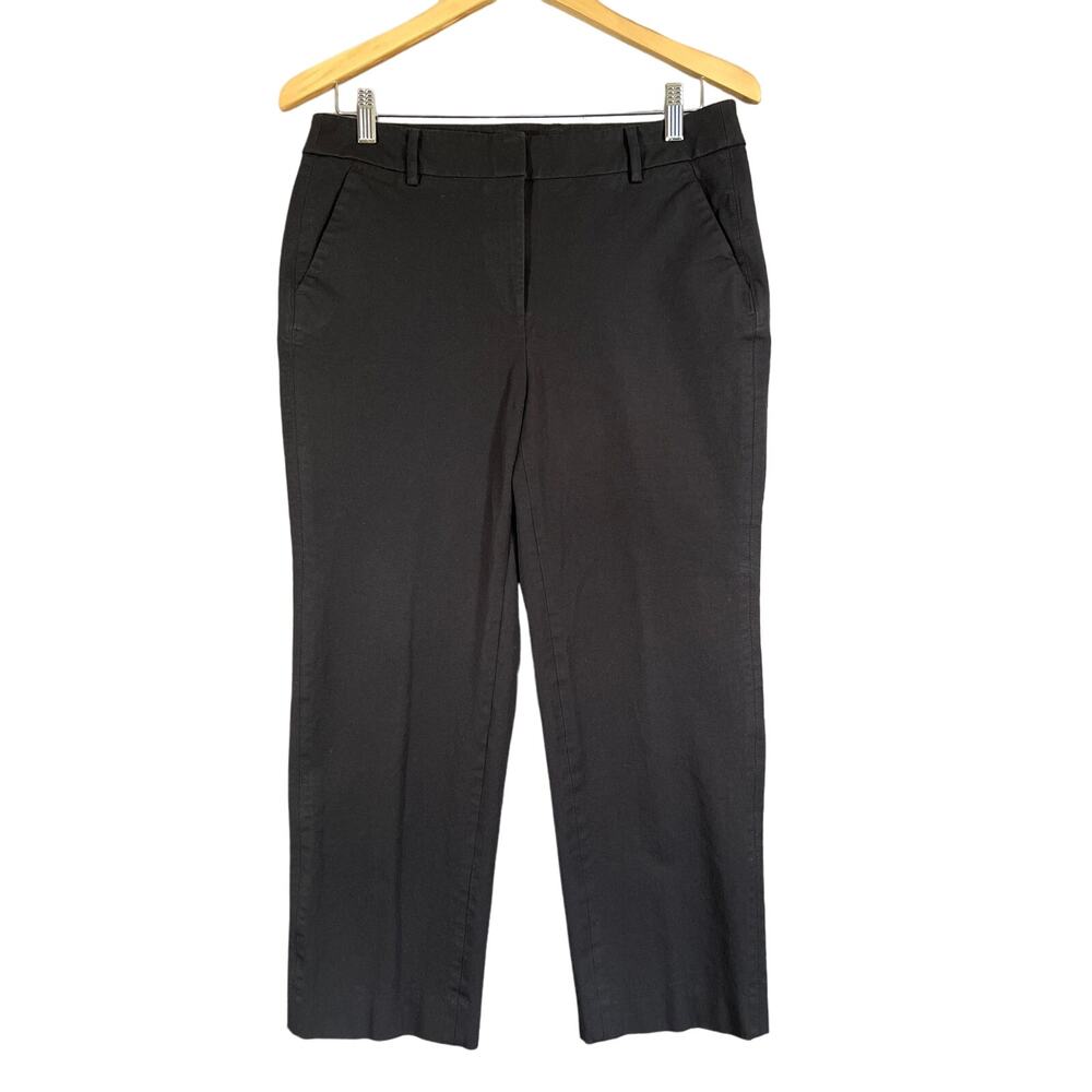 Chico's Women Cropped Pants Size 1/Medium Black Zipper Fly Slash Pockets Stretch